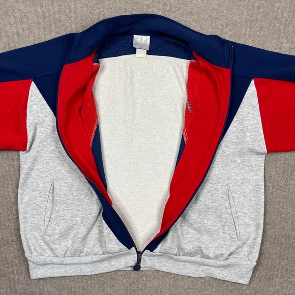 VINTAGE Adidas Jacket Mens 2XL XXL Grey Full Zip Fleece Performance 80s - Picture 10 of 16